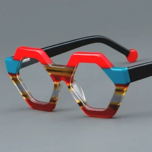 Colorful Solid Pattern Oversized Polygon Acetate Sunglasses Optical Frame for Prescription