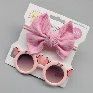 Combination Set Sunglasses for Kid Children Kids Headband Sunglasses and Ribbon Set Sunglasses Baby Girl