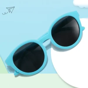 Comfortable Retro Style TPEE Polarized Sunglasses for Kids Aged 0 3 Years Spliced Colors Light Weight Design for Outdoor