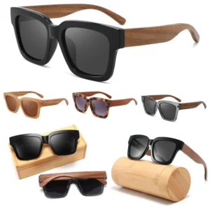 Conchen Square Rectangle Shades Sunglasses Wooden Polarized Sunglasses Men