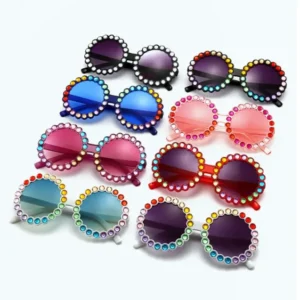 Cool Uv400 Round Diamond Sunglasses Baby Candy Color Lens Eyeglasses Oem Ce Sport Polarized Uv400 Sunglasses