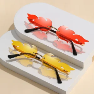Cross-Border Flame UV400 Sunglasses Personality Fashion Trend Feather Fashion Metal Outdoor Party Glasses