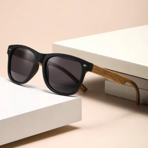 Cross Border Retro Wood Grain Sunglasses Transparent Blue Frame Spring Chinese Style Wooden Sunglasses Neutral Film Leg