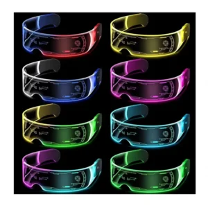 Cross border LED Colorful Light Up Metal Sci Fi Glasses For Unisex Christmas Party Bar DJ Music Festival Tech Use