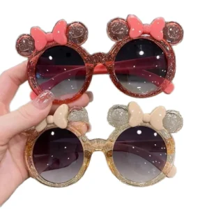 Crystal Bowknot Children’s Sunglasses Sun Protection Cute for Girls Fashionable Trendy Cartoon Glasses