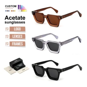 Custom 100%UV Acetate Sunglasses Trendy Polarized Sunglasses Personalized Square Sunglasses for Women Men
