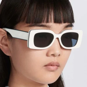Custom Acetate Polarized UV400 Eyewear Square Retro Rectangle Sunglasses for Ladies Men Available in Blue White Frame