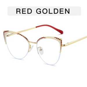 Custom Ant Rice Blue Light Metal Optical Glasses Half Frame QSKY Model 0420 Foldable Fashionable Copper Frame Diamond Face Shape