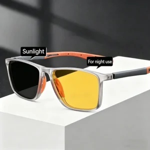 Custom Black Photochromic Night Vision Glasses for Men Classic Square Frame Anti blue Light Custom Logo