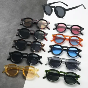 Custom Colorful Fashion Designer Round Women Men Retro Sunglasses