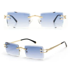 Custom Designer Luxury Sunglasses logo Manufacturing Women Fashion Rectangle Metal Sunglasses Men