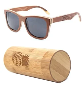 Custom Engraved Retro Classic Round Sunglasses Frame Recycled Skateboard Wooden Glasses