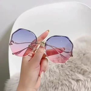 Custom LOGO Multilateral Frameless Beach Travel Sunglasses Metal Fashion Designer Women Sunglasses