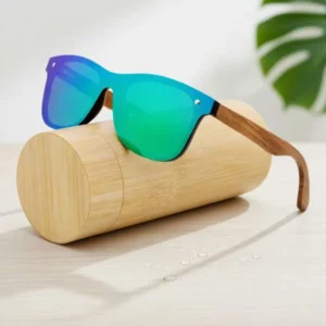 Custom Lens Color Natural Wood Leg Polarized Sunglasses Laser Engraved Logo