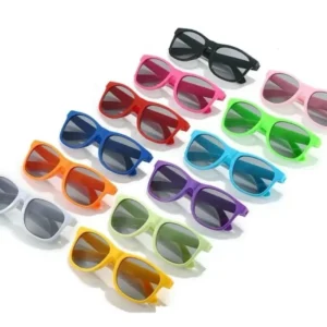 Custom Logo Adult Sunglasses Fashionable Candy Colored Plastic Shades Gray Blue Red Frame for Men and Women