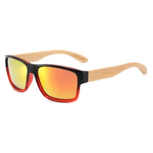 Custom Logo Bamboo Temples Oversize Polarized Sunglasses Luxury Square UV400 Protection Lenses Sports Sun Glasses