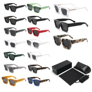 Custom Logo Black Fashion Oversized Luxury Women Glasses Square Acetate Sunglasses Frames Polarized Acetate Sunglasses Men