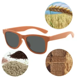 Custom Logo Classic Recycled Kids Sunglasses with UV400 Lenses Wheat Straw Eco Friendly and Comfortable