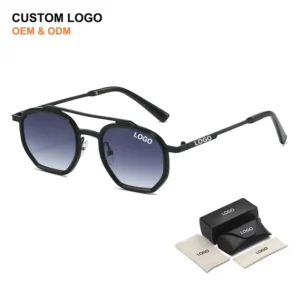 Custom Logo Double Bridge UV400 Shades Pilot Metal Men’s Sun Glasses Sunglasses Men