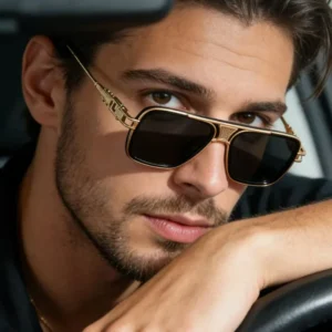 Custom Logo Fashion Alloy Punk Driving Sun Glasses UV400 Metal Pilot Square Sunglasses for Men Women