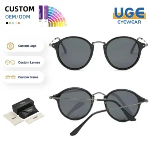 Custom Logo Fashion Design Round Shades Classic Vintage Sunglasses Metal UV400 Polarized Unisex Sunglasses for Summer Beach