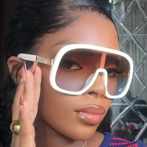 Custom Logo Fashion Men Women Y2k Big Frame Punk Sun Glasses UV400 Shades Oversized One Piece Lens Sunglasses