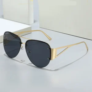Custom Logo Fashion Vintage Men Big Half Frame Driving Sun Glasses UV400 Gradient Shades Metal Pilot Sunglasses Women