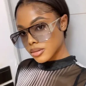 Custom Logo Fashion Vintage Oversized Punk Hollowed Metal Frames Sunglasses UV400 Half Frame Pilot Sunglasses Women