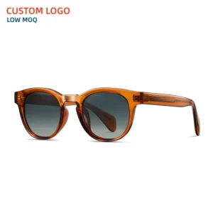 Custom Logo Fashionable Sunglasses TR90 Acetate Frame Vintage Men Round Polarized Sun Glasses