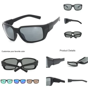 Custom Logo High Quality Polarized Glass Lens Sunglasses Full Rim TPEE Lightweight UV400 Protection Rectangular Fishing Outdoor