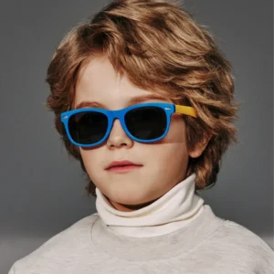 Custom Logo Kids Polarized Sunglasses Soft TPEE Flexible Glasses Cute Lightweight Eyeglasses for Boys Yellow Red Blue Coffee