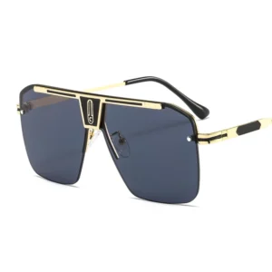 Custom Logo Men Sunglasses with Light Weight Modern Alloy Frame Durable Oversize Square UV400 Optical Lenses