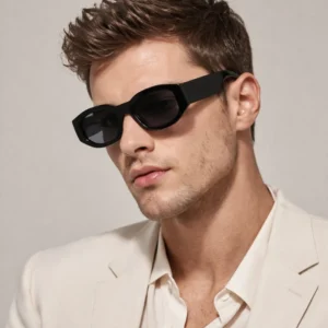 Custom Logo New Fahion Black Polarized Men’s Sunglasses Trends Rectangle Thick Frame UV Protection Women Shades Sunglasses