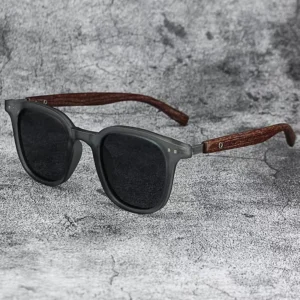 Custom Logo New Sunshade Vintage Wood Grain Leg Sun Glasses Round Face Oval Men Glasses Outdoor Riding Sunshade Luxury Glasses