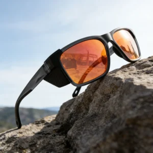 Custom Logo Orange Lenses Polarized TR90 Adult Eyewear UV400 Non Slip Moutain Hiking Cycling Sunglasses with Side Shields