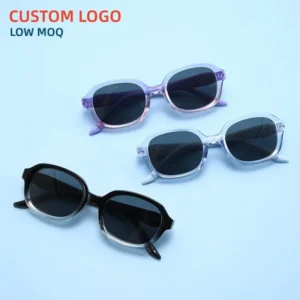Custom Logo Oval Sunglasses for Boys and Girls UV400 Polarized Kids Sunglasses