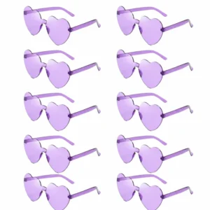Custom Logo Plastic Candy Color UV400 Protection Heart Shape Kid Lady Women One Piece Frameless Sunglasses