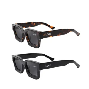 Custom Logo Polarized Eyewear Retro Luxury Square Thick Acetate Shades Sunglasses for Men and Women