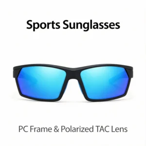 Custom Logo Polarized Full Rim Square Sunglasses with PC Frame UV Protection for Men Sports Outdoor
