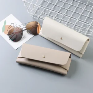 Custom Logo Premium PU Leather Sunglasses Pouch Bulk Rivet Closure Soft Eyeglass Case