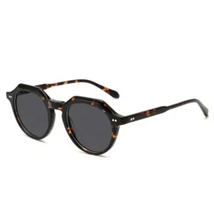 Custom Logo Retro Acetate Round Sunglasses UV400 Gray TAC Lenses Eyewear Transparent Unisex