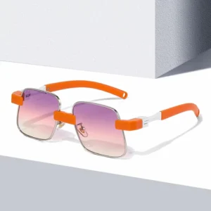 Custom Logo Retro Double Colors Frame Gradient Sun Glasses UV400 Metal Polygon Square Sunglasses for Women Men
