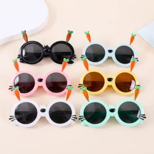 Custom Logo Sports Fashionable Kids Sunglasses Boys and Girls Cute Rabbit Anti Uv Baby Sun Protection Glasses
