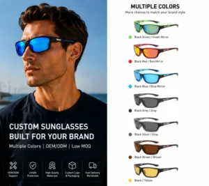 Custom Logo Sports Polarized Sunglasses UV400 PC Frame TAC Lens for Fishing Driving Cycling Outdoor Sports