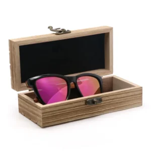 Custom Logo Square Folding Sunglasses Display Case Wooden Sun Glasses Packing Box