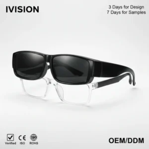 Custom Logo Square Frame Polarized Sunglasses UV Protection Nearsighted Driving Glasses for Teens