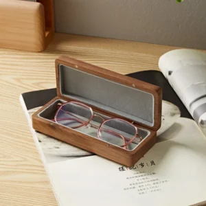 Custom Logo Sunglasses Case Walnut Wood Box for Eyeglasses Eyewear Case