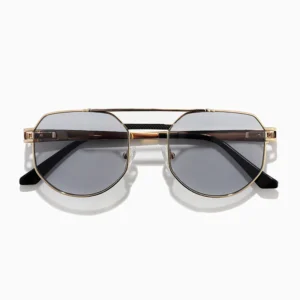 Custom Logo Sunglasses Metal Double Bridge Frame Comfortable UV400 Gold Silver Trendy Sunglasses for Men Women