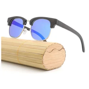 Custom Logo TAC Polarized Wooden Bamboo Frame Sunglasses UV400 Protection CE Certification Coffee Color Unisex