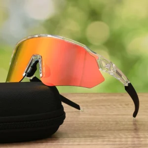 Custom Logo TR90 Cycling Riding Bike Sports Sunglasses Red Lenses Anti UV400 Running Glasses